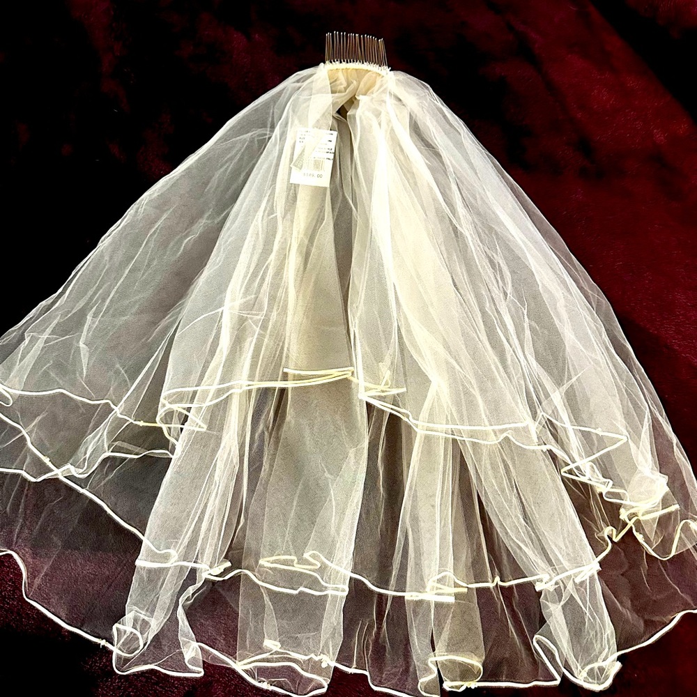 NWT Swarovski adorned Bridal veil from David’s Bridal in champagne